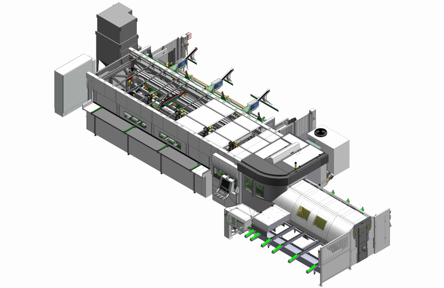 Laser tube cutting line layout